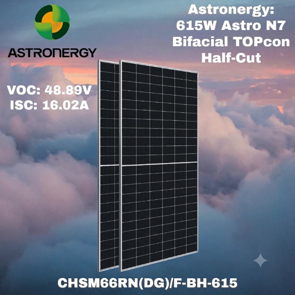 Panel solar 615W Bifacial mono ASTRO N7_CHSM66RN(DG)F-BH dual glass - BIFACIAL