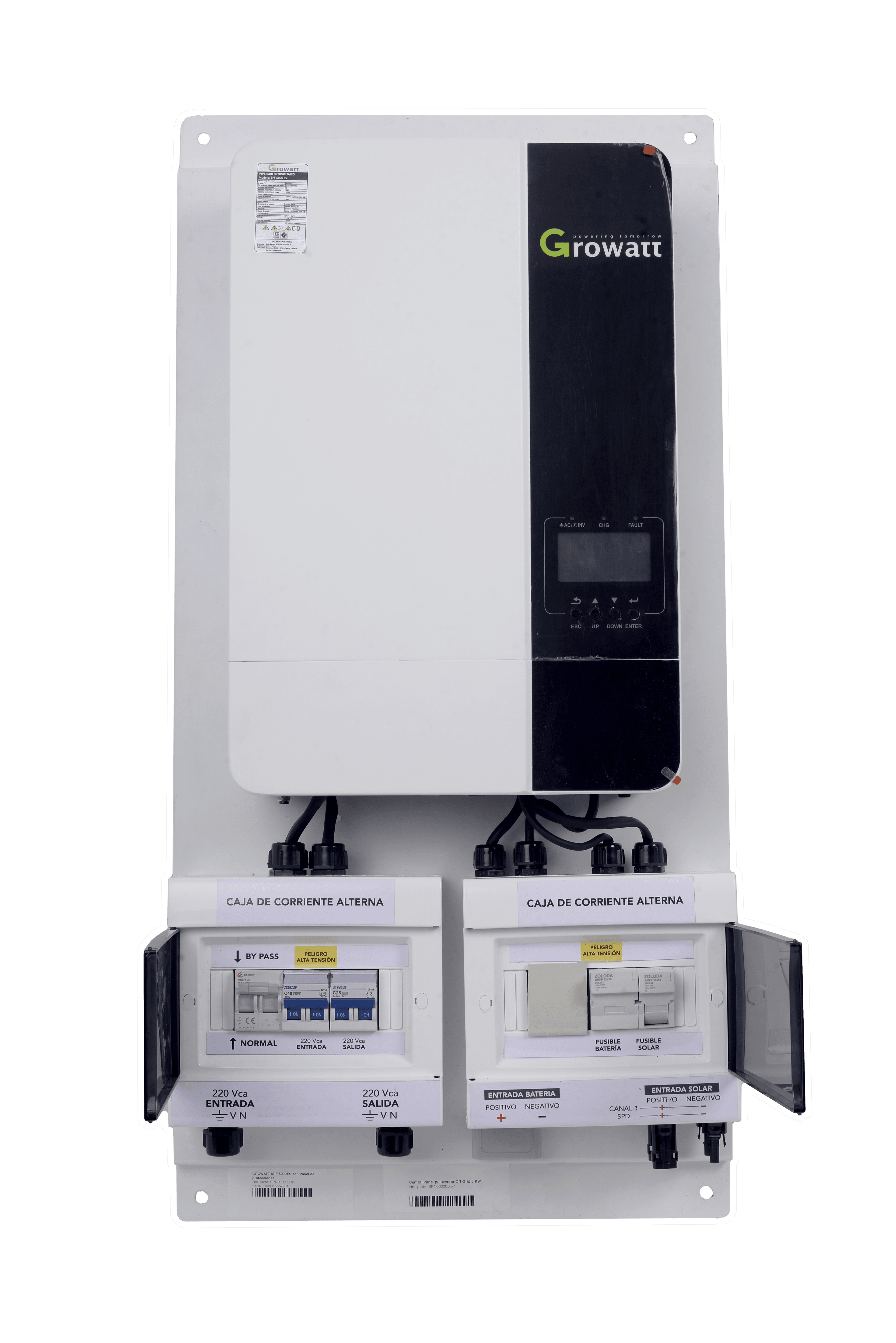 Inversor-Regulador Growatt SPF 3500ES con Panel de protecciones