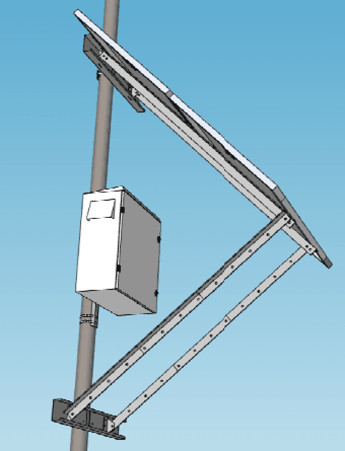 Sistema de energía off grid para montaje en poste - 0.5kWh_CA_150Ah